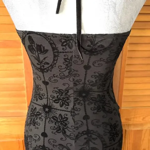 Gothic Victorian Vampire Dark Fairy Torture Garden Black Ruffle & Strap Dress - Picture 11 of 12